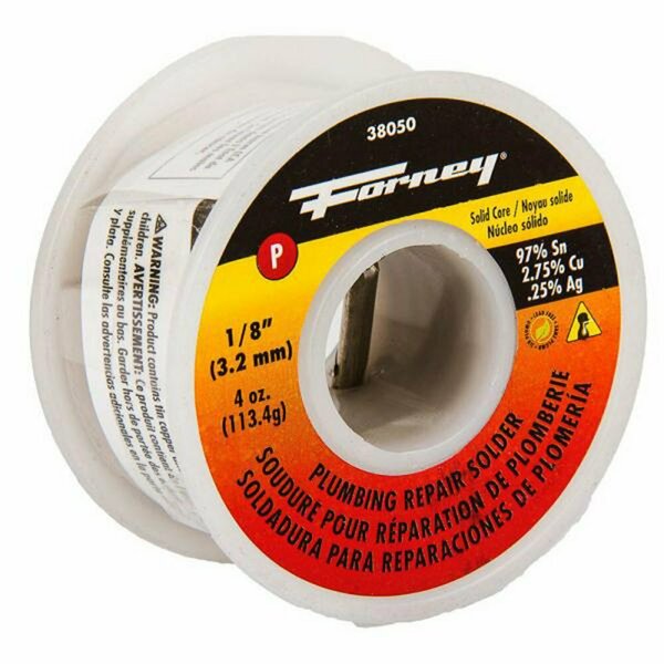 Forney Solder, Lead Free LF, Plumbing Repair, Solid Core, 1/8 in, 4 Ounce 38050